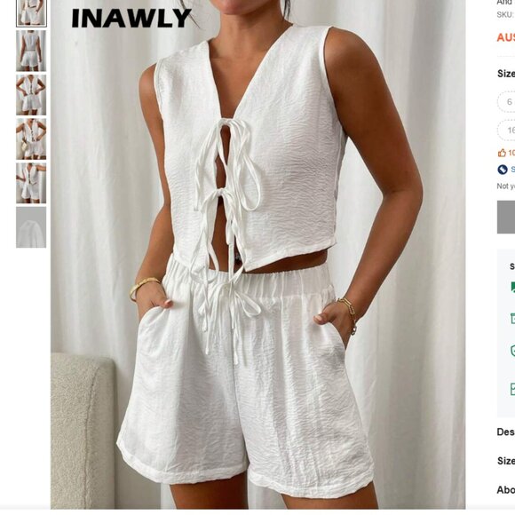 SHEIN White Linen Casual Set - Picture 1 of 4